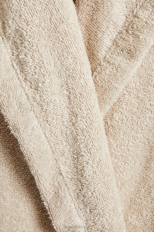 moterys Zara medvilninis chalatas su gobtuvu smėlis apranga 4N4881743