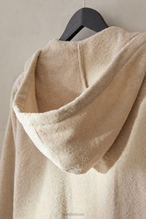 moterys Zara medvilninis chalatas su gobtuvu smėlis apranga 4N4881743