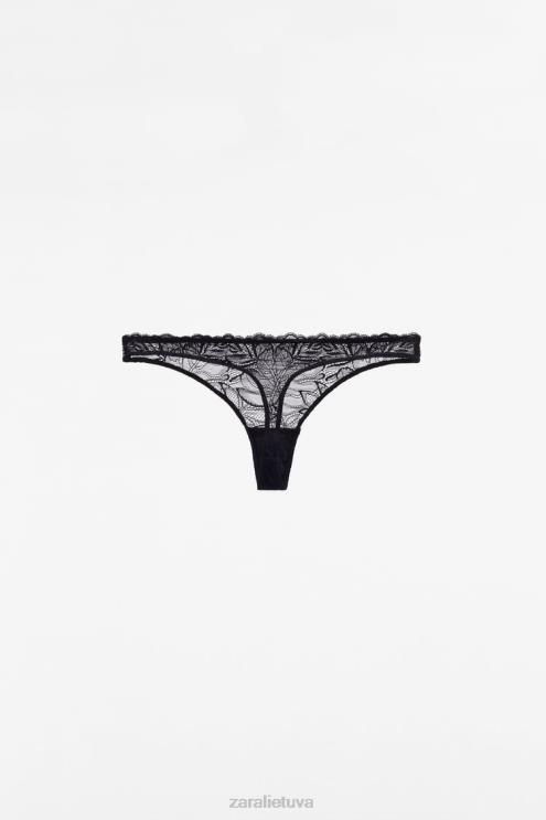 moterys Zara nėrinių juostos juodas apranga 4N488827