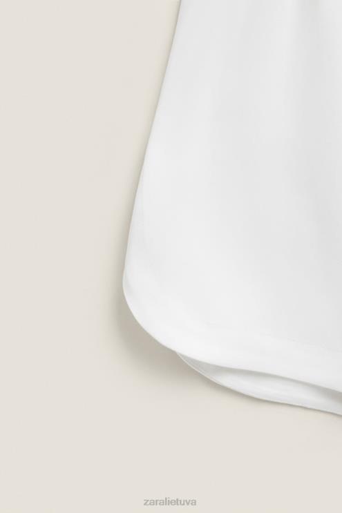 moterys Zara švelnūs šortai baltas apranga 4N4881811