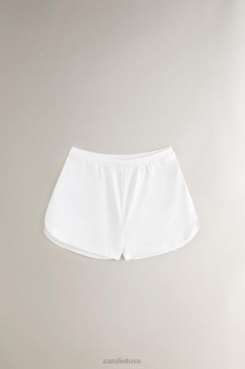 moterys Zara švelnūs šortai baltas apranga 4N4881811