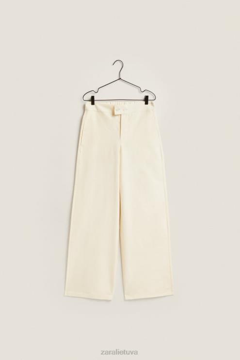 moterys Zara vienspalves kelnes vanilė apranga 4N4881803