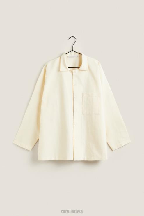 moterys Zara vienspalviai marškinėliai vanilė apranga 4N4881802