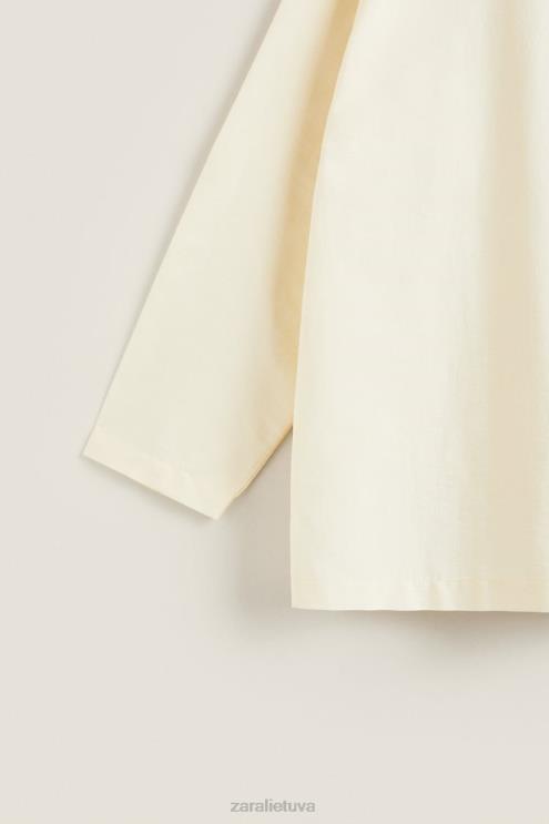 moterys Zara vienspalviai marškinėliai vanilė apranga 4N4881802