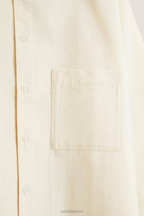 moterys Zara vienspalviai marškinėliai vanilė apranga 4N4881802