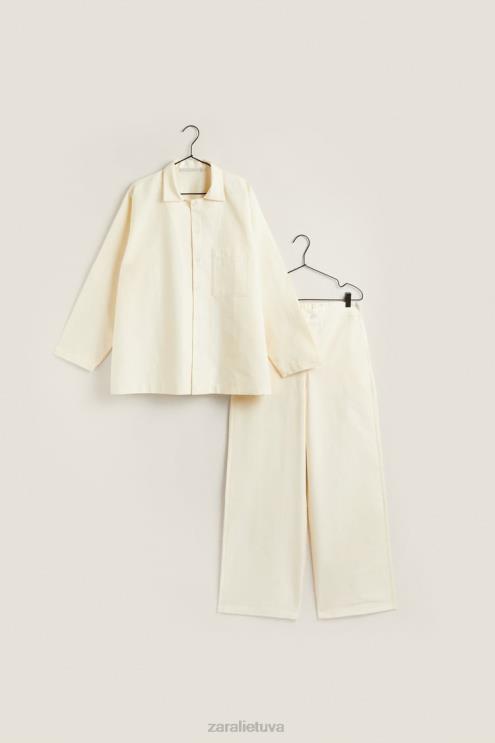 moterys Zara vienspalviai marškinėliai vanilė apranga 4N4881802