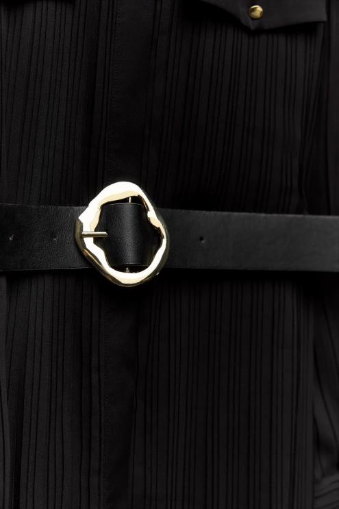 moterys Zara Suknelė, klostuota diržu juodas apranga 4N488232