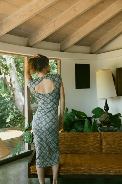 moterys Zara aptempta žakardo suknelė žalumynai apranga 4N488231