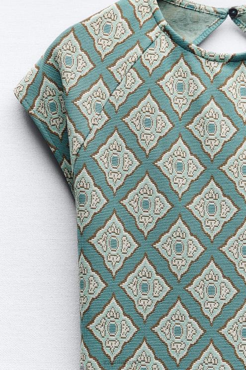 moterys Zara aptempta žakardo suknelė žalumynai apranga 4N488231