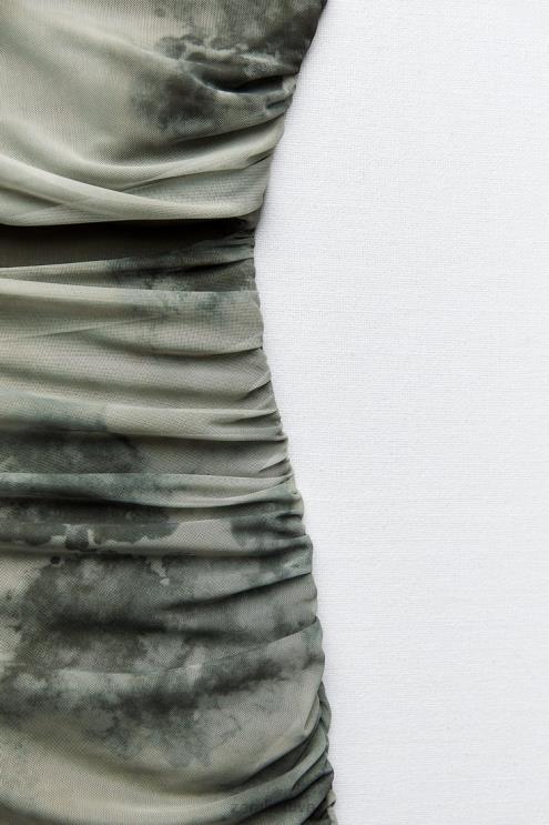 moterys Zara iškirpta marginta tiulio suknele žalumynai apranga 4N488244