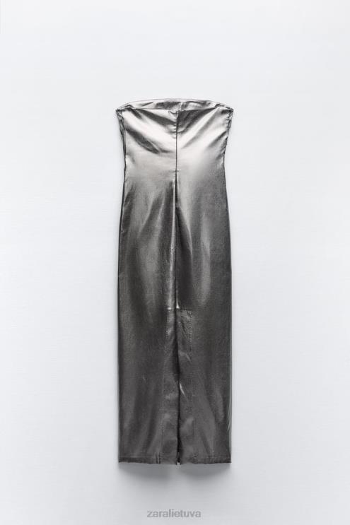 moterys Zara metalinė suknelė be petnešėlių plieno apranga 4N488935