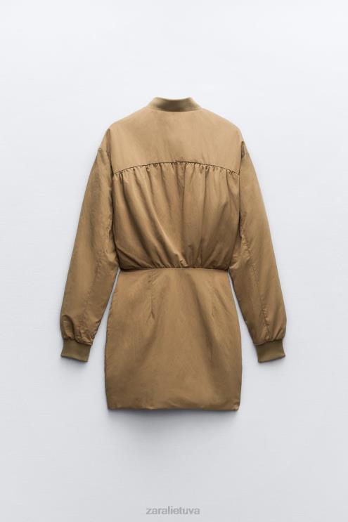 moterys Zara mini bomber suknelė alyvuogių žalia apranga 4N488242