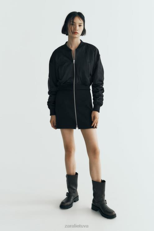 moterys Zara mini bomber suknelė juodas apranga 4N488241