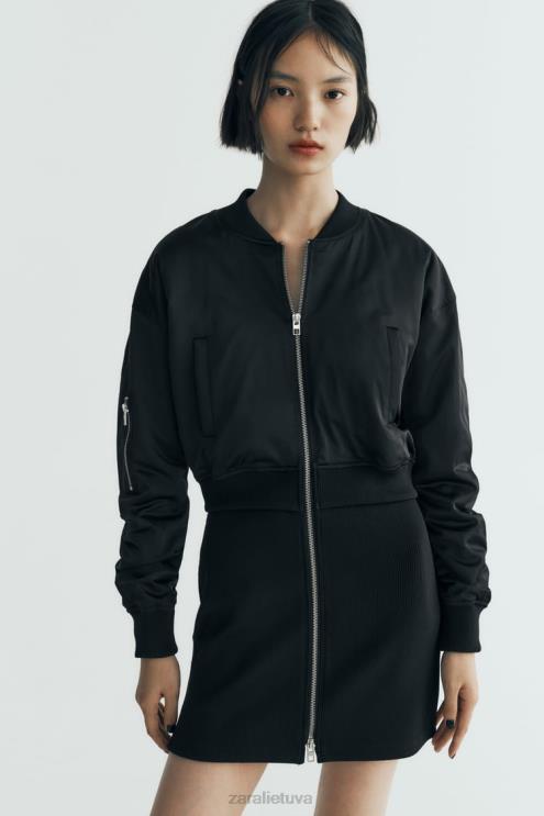 moterys Zara mini bomber suknelė juodas apranga 4N488241