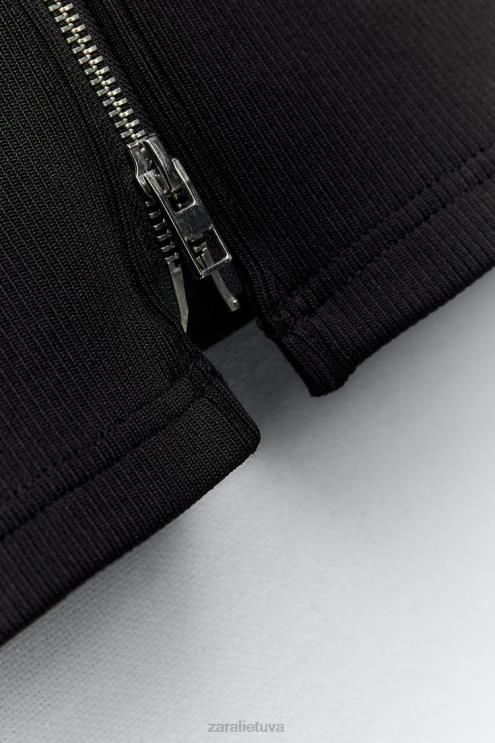 moterys Zara mini bomber suknelė juodas apranga 4N488241