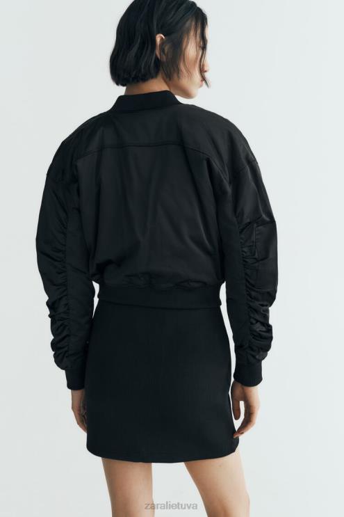 moterys Zara mini bomber suknelė juodas apranga 4N488241