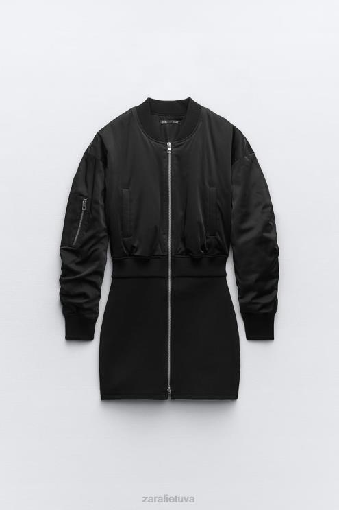 moterys Zara mini bomber suknelė juodas apranga 4N488241