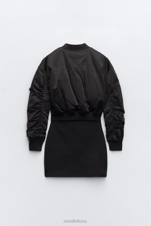 moterys Zara mini bomber suknelė juodas apranga 4N488241