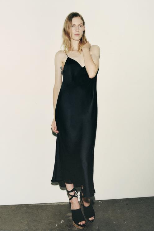 moterys Zara slysta suknele juodas apranga 4N488833