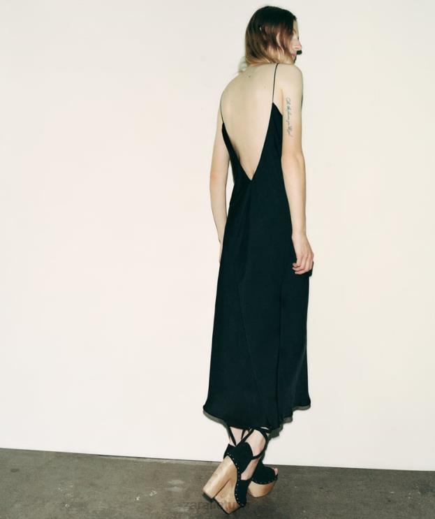 moterys Zara slysta suknele juodas apranga 4N488833