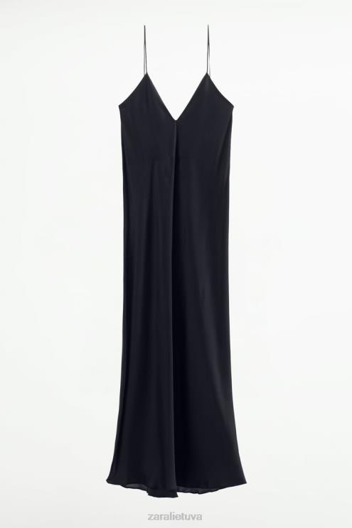 moterys Zara slysta suknele juodas apranga 4N488833