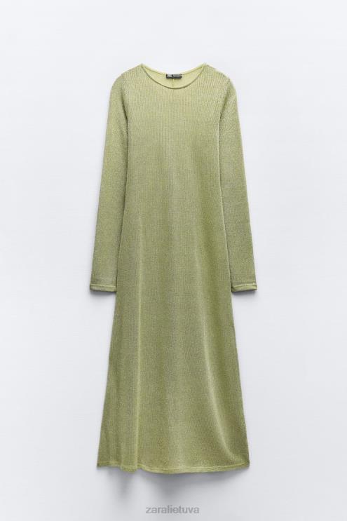 moterys Zara suknelė su metaliniais siūlais žalias apranga 4N488230