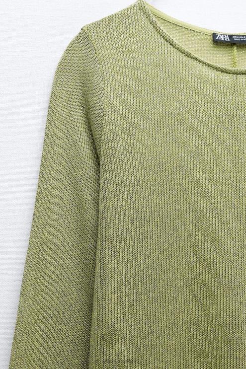 moterys Zara suknelė su metaliniais siūlais žalias apranga 4N488230