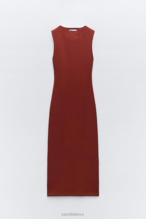 moterys Zara suknele atvira nugara rusvas apranga 4N488234
