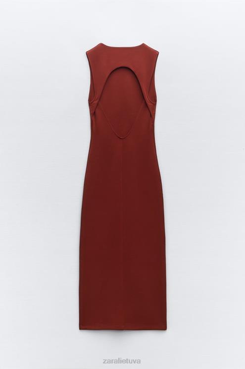 moterys Zara suknele atvira nugara rusvas apranga 4N488234