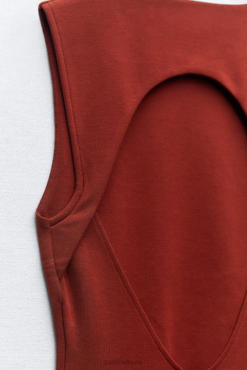 moterys Zara suknele atvira nugara rusvas apranga 4N488234