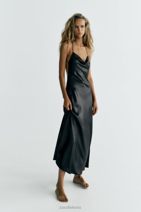 moterys Zara suknele su folija juodas apranga 4N488934