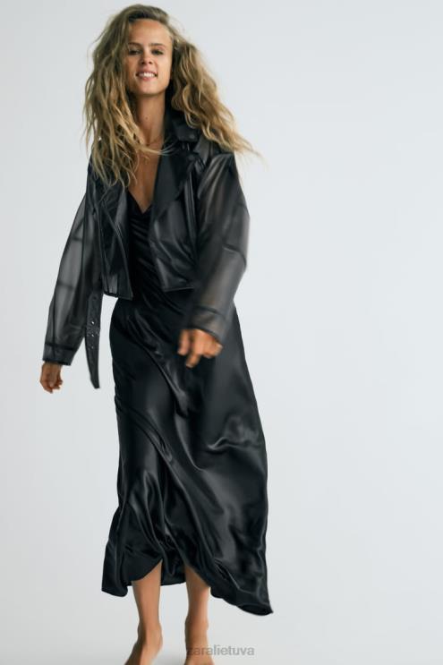 moterys Zara suknele su folija juodas apranga 4N488934