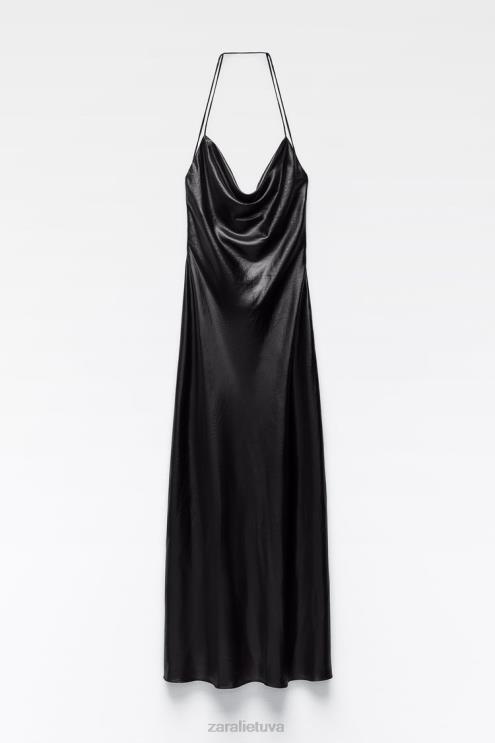 moterys Zara suknele su folija juodas apranga 4N488934