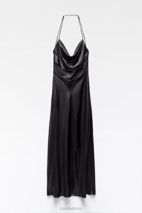 moterys Zara suknele su folija juodas apranga 4N488934