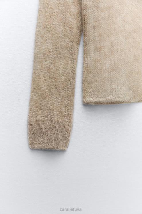 moterys Zara ažūrinio trikotažo megztinis taupiai pilka apranga 4N488478