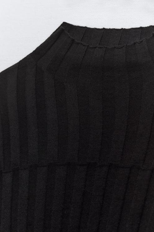 moterys Zara crop briaunotas megztinis juodas apranga 4N488480