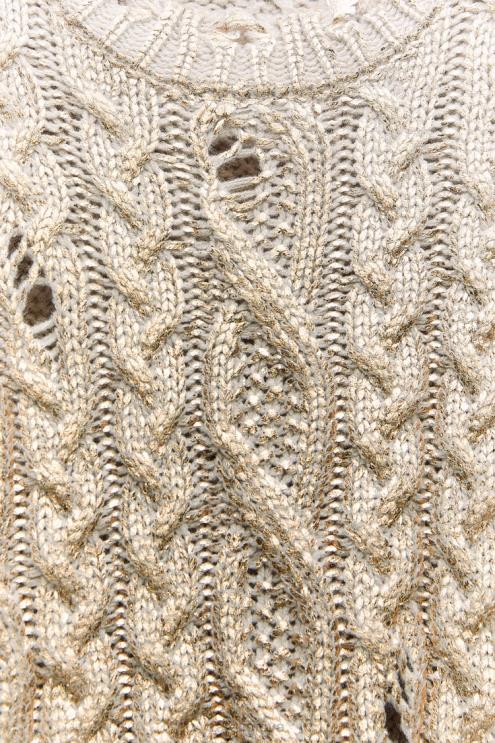 moterys Zara kabeliu megztas metalinis megztinis šviesi audinė apranga 4N488941