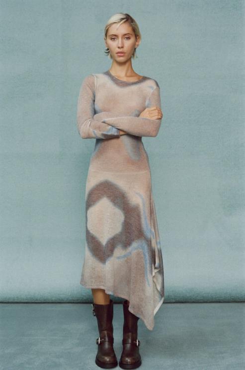 moterys Zara megzta kaklaraištis dažų suknelė įvairiaspalvis apranga 4N488477