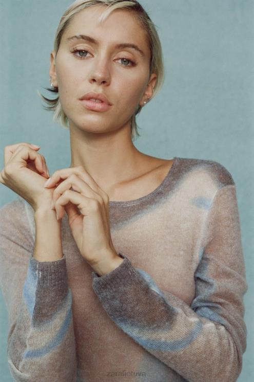 moterys Zara megzta kaklaraištis dažų suknelė įvairiaspalvis apranga 4N488477