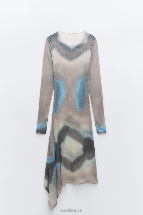 moterys Zara megzta kaklaraištis dažų suknelė įvairiaspalvis apranga 4N488477