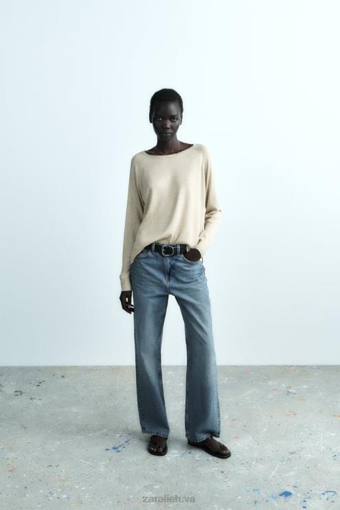 moterys Zara metalo siūlų kinit megztinis auksinis apranga 4N488877