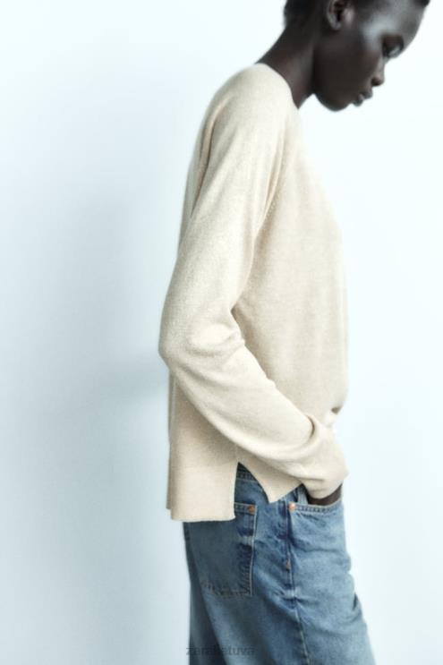 moterys Zara metalo siūlų kinit megztinis auksinis apranga 4N488877