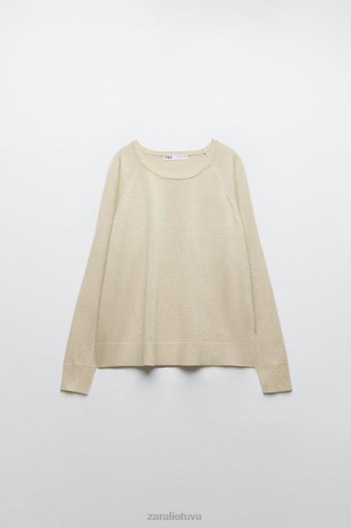 moterys Zara metalo siūlų kinit megztinis auksinis apranga 4N488877