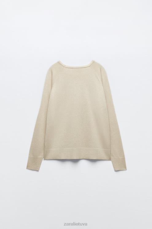 moterys Zara metalo siūlų kinit megztinis auksinis apranga 4N488877