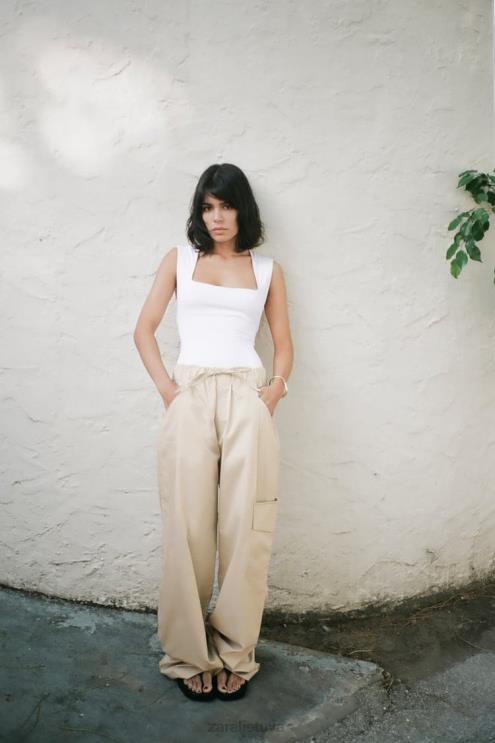 moterys Zara Bodis kvadratiniu kaklu baltas apranga 4N488264