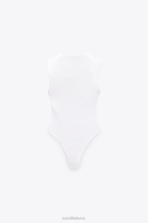 moterys Zara Bodis kvadratiniu kaklu baltas apranga 4N488264