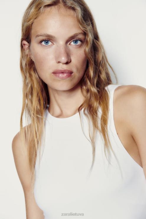 moterys Zara Bodis su apykakle baltas apranga 4N488270