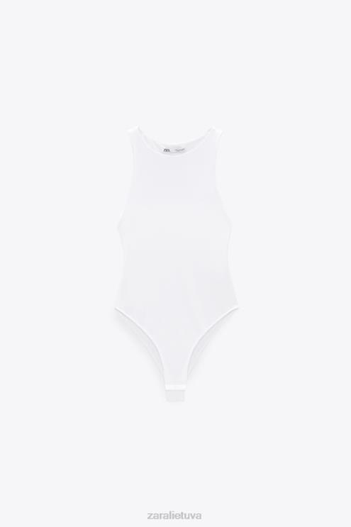 moterys Zara Bodis su apykakle baltas apranga 4N488270