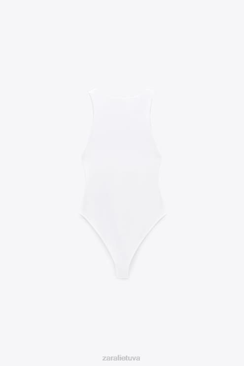 moterys Zara Bodis su apykakle baltas apranga 4N488270