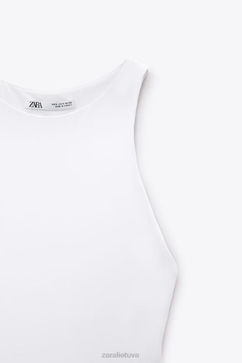 moterys Zara Bodis su apykakle baltas apranga 4N488270